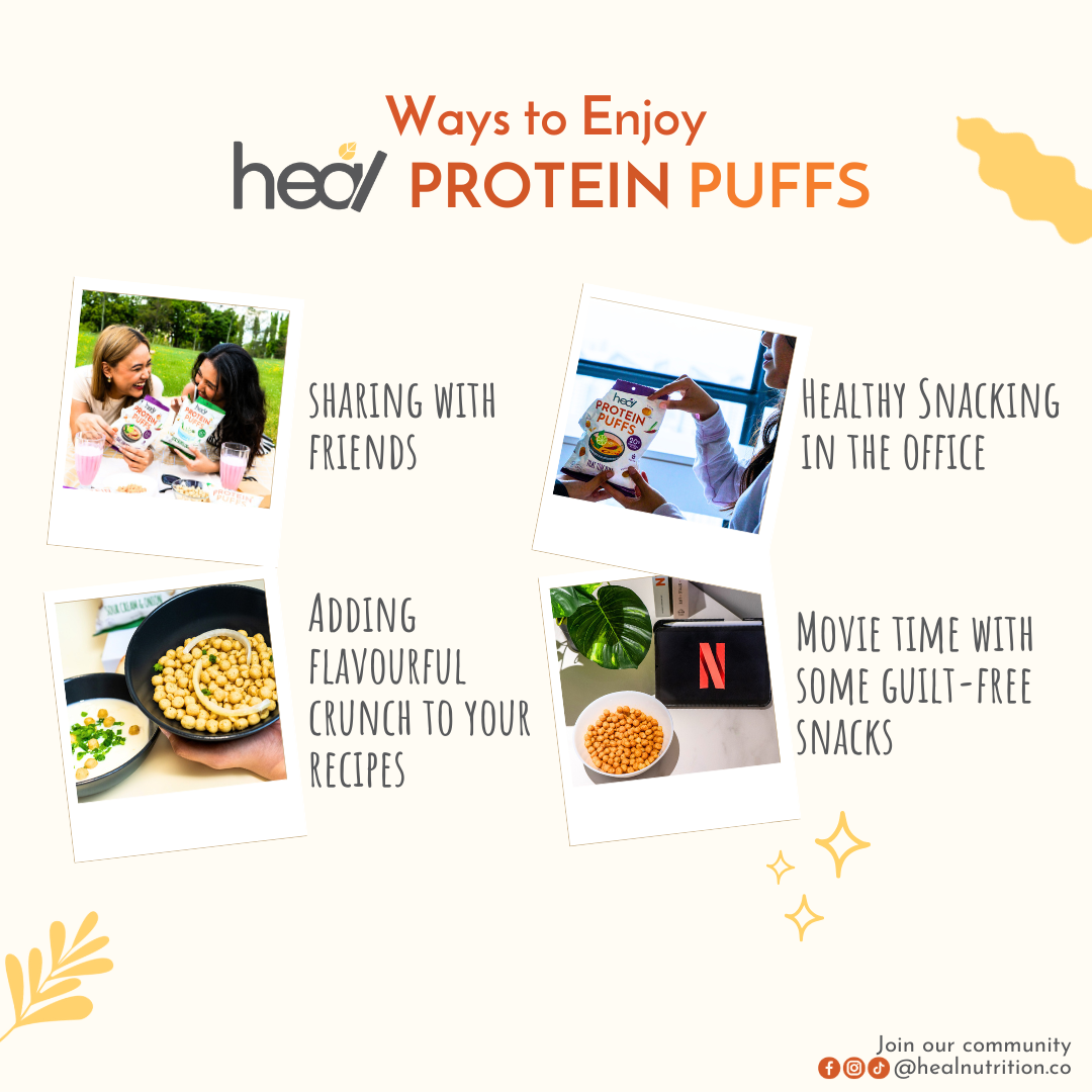 Heal Protein Puffs Sour Cream & Onion (48g) - Creamy Crunch with High-Protein High-Fibre: Guilt-Free Snacking for Muscle Growth and Gut Health Indulgence