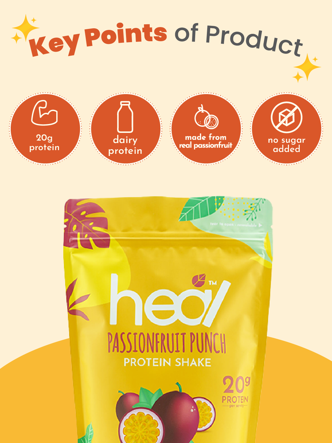 Heal Passionfruit Punch Protein Shake, 15 Servings Value Pack