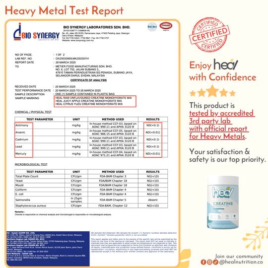 Heal Creatine – Unflavoured (200g) • 5g Creatine per Serving • Muscle Growth & Recovery