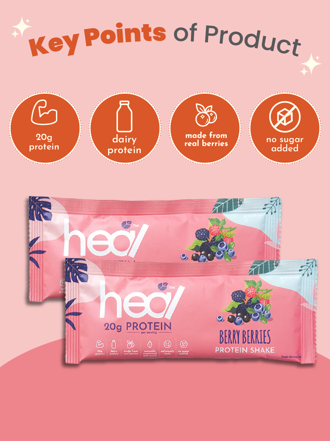 Heal Berry Berries Protein Shake, Single Sachet (30g)