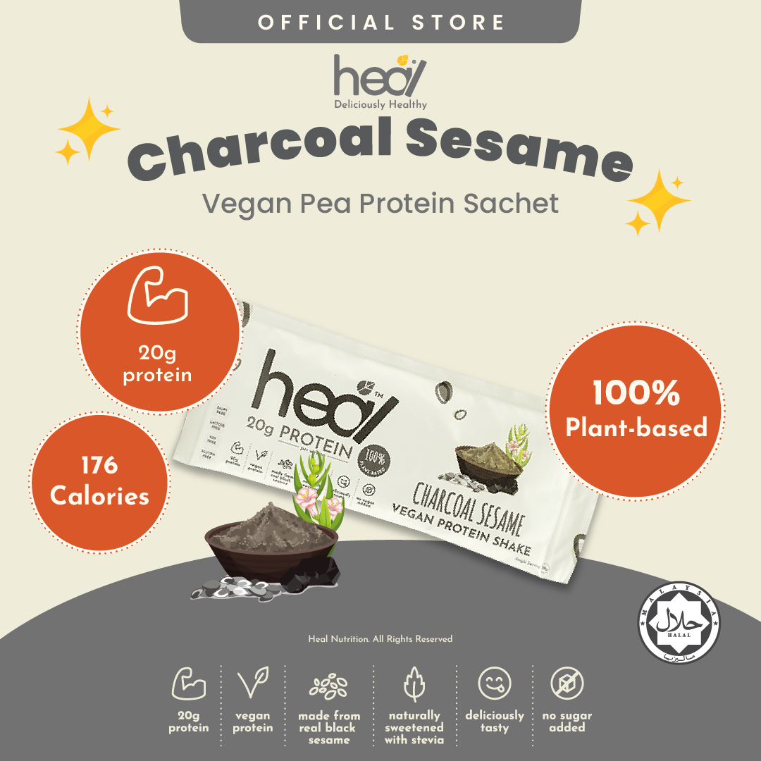 Heal Charcoal Sesame Vegan Protein Shake, Single Sachet (39g)